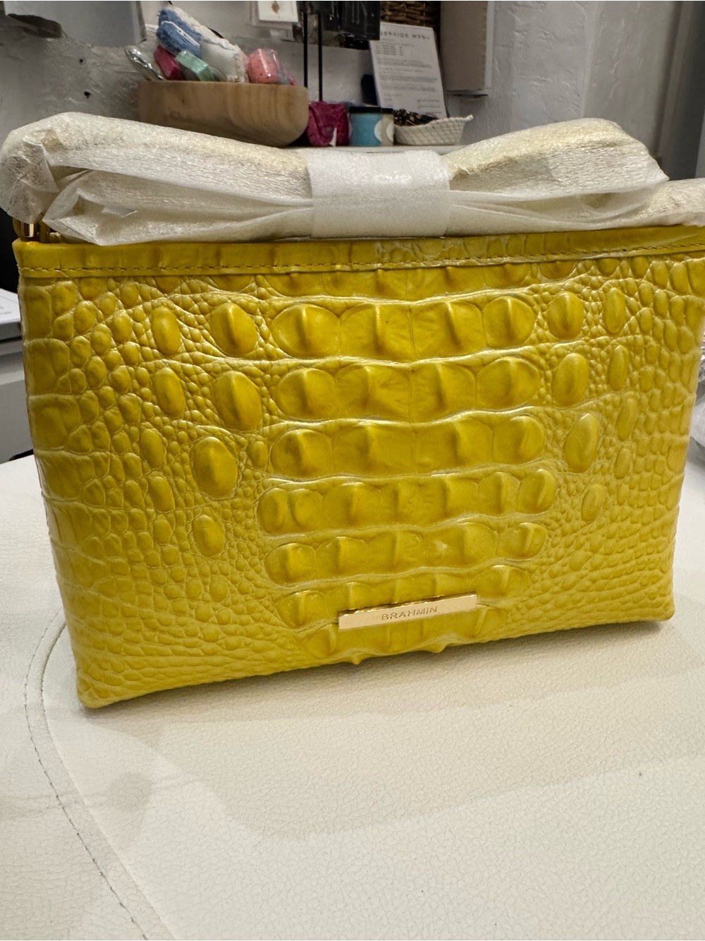 🌸ADORABLE! NWT Brahmin Lorelei Vivid Yellow Melbourne Leather Women's Bag Purse